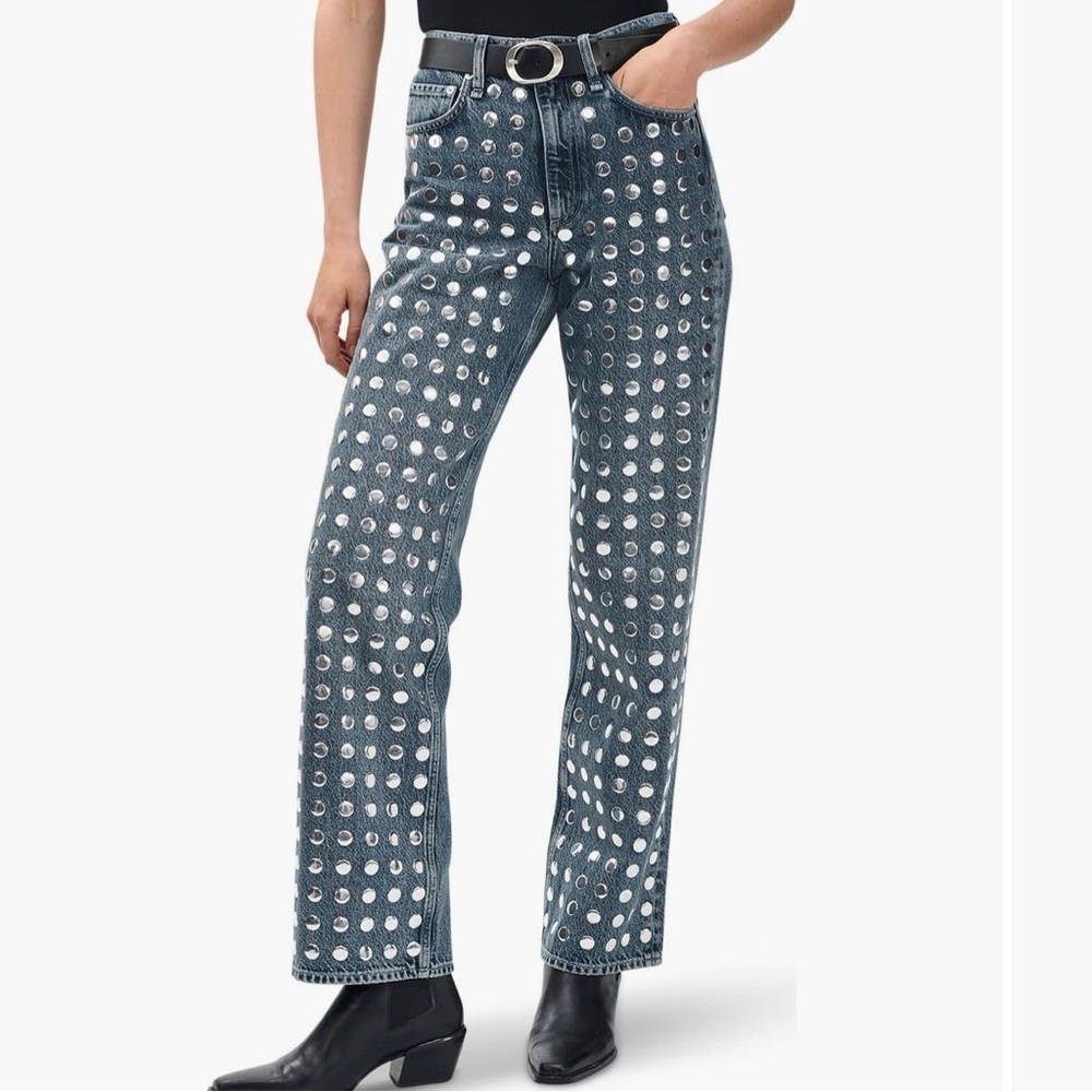 rag & bone Kingston Stud Shea HR Straight Leg Jeans